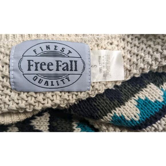 90s Intarsia Sweater Mens S Oversized Cotton Pullover Striped VTG Free Fall USA - Picture 3 of 6